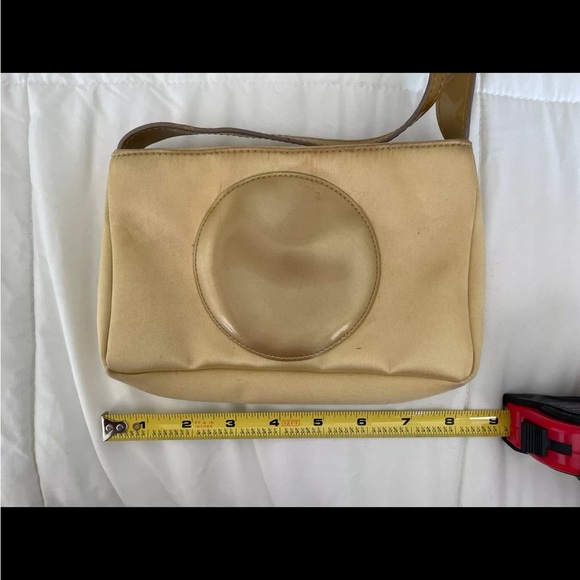 Gap y2k Gold Nylon Handbag with Patent Vinyl Circle Applique - Picture 3 of 5